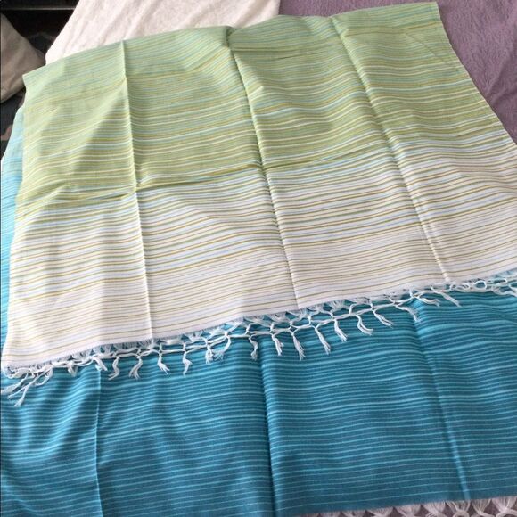 NWT ombré towel, coverup aqua, green white stripes - Picture 2 of 9